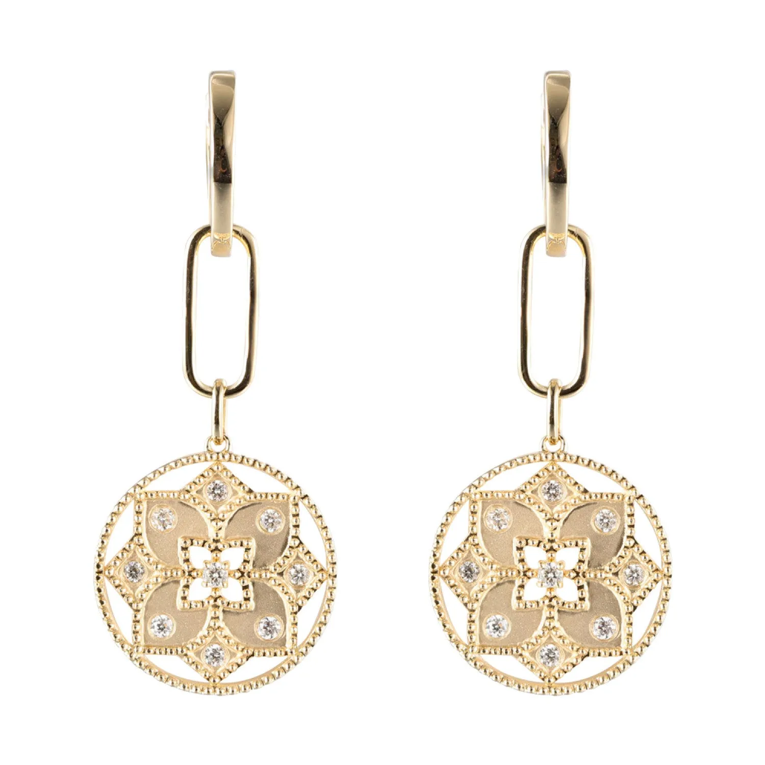 Flower Medallion Dangle Earrings