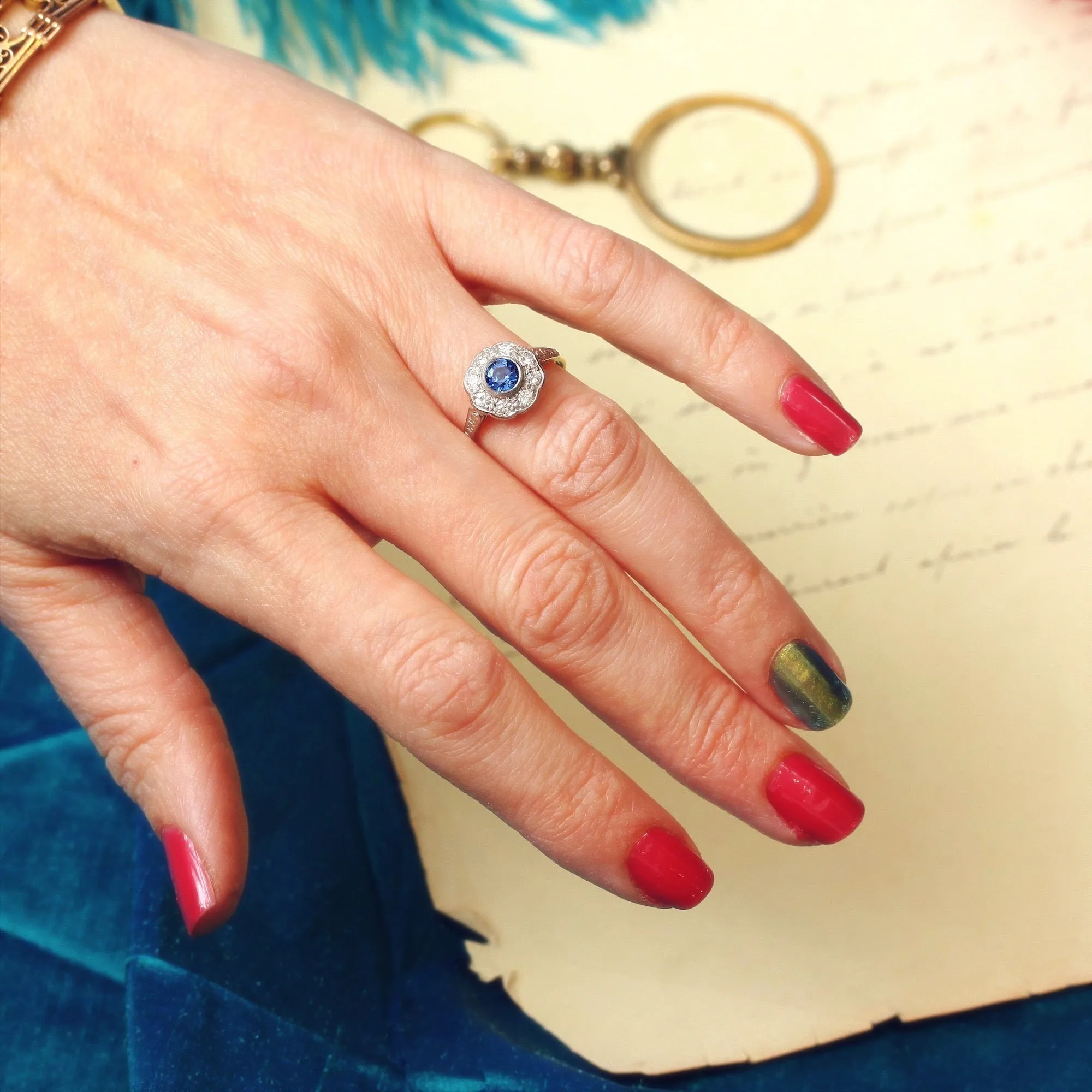 Fresh as a Daisy Sapphire & Diamond Cluster Ring