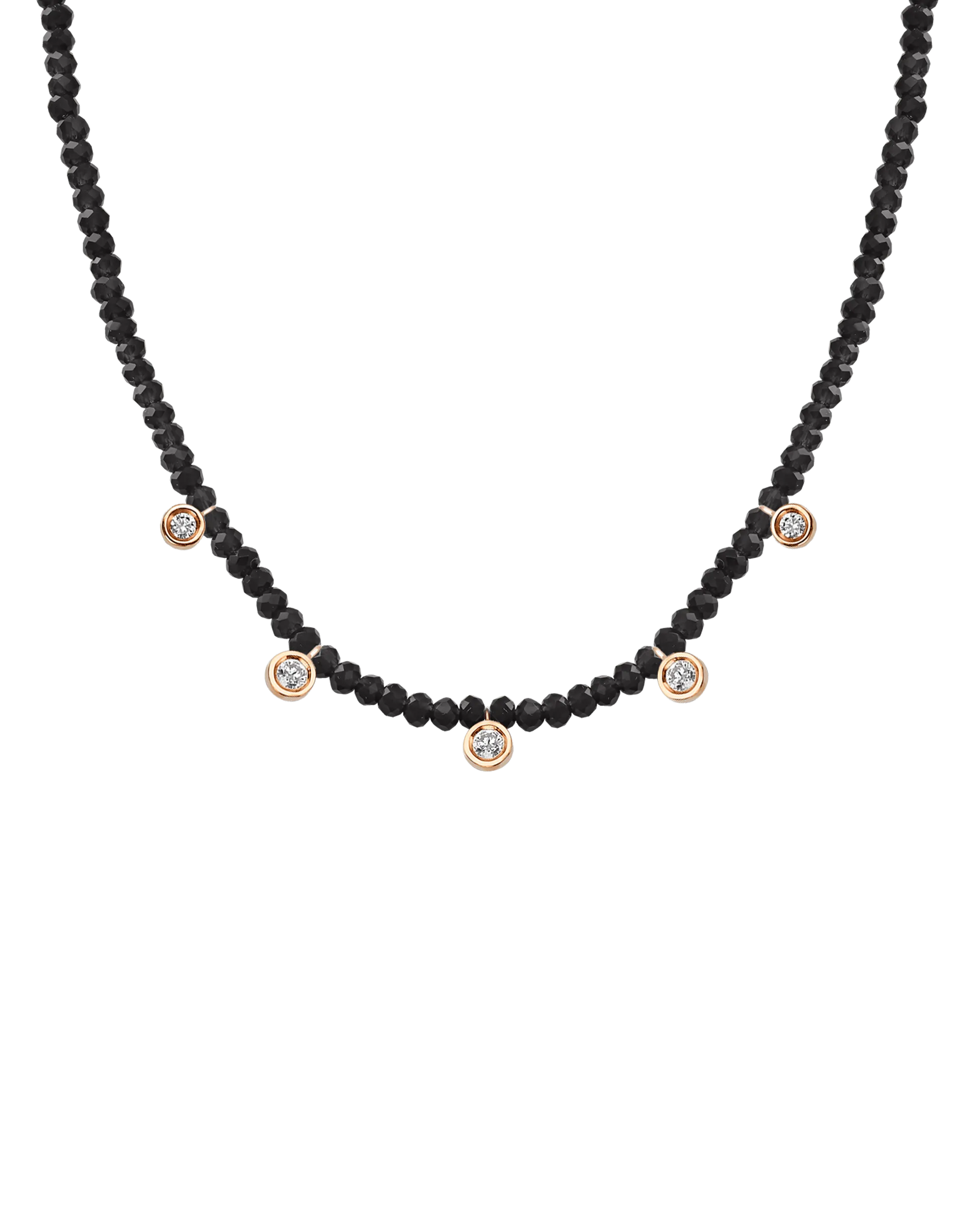 Garnet Gemstone & Five diamonds Necklace - 14K White Gold