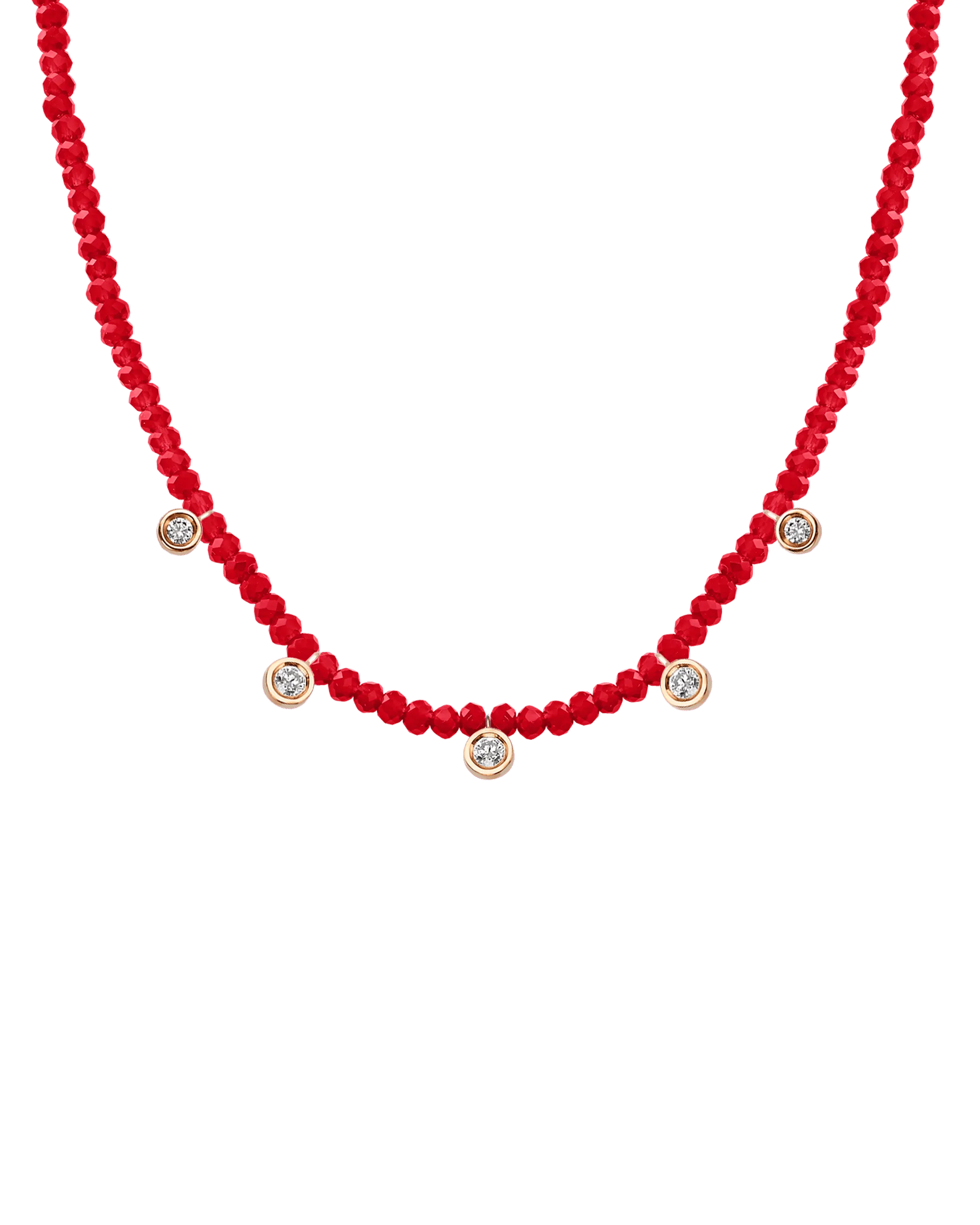 Garnet Gemstone & Five diamonds Necklace - 14K White Gold