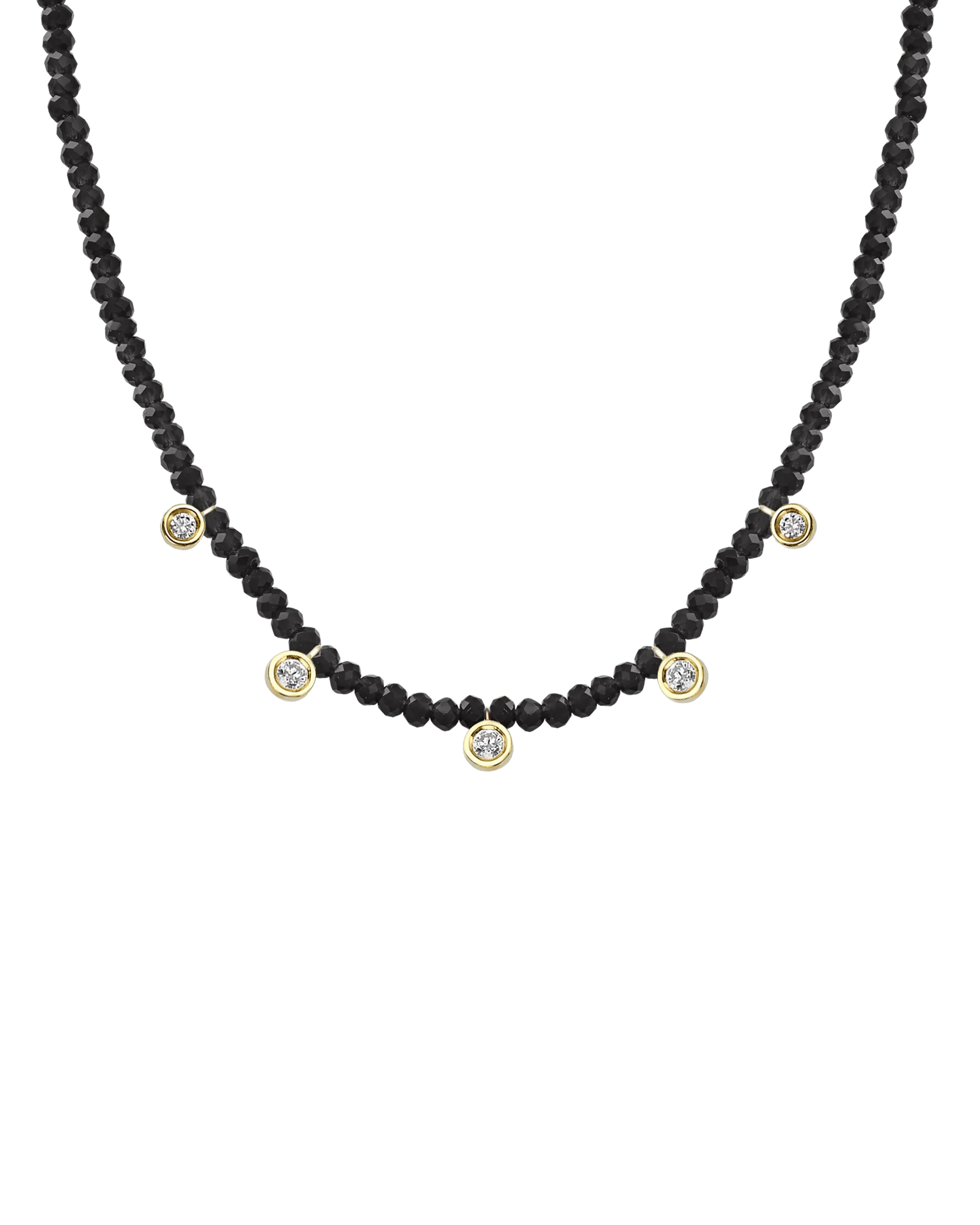 Garnet Gemstone & Five diamonds Necklace - 14K White Gold