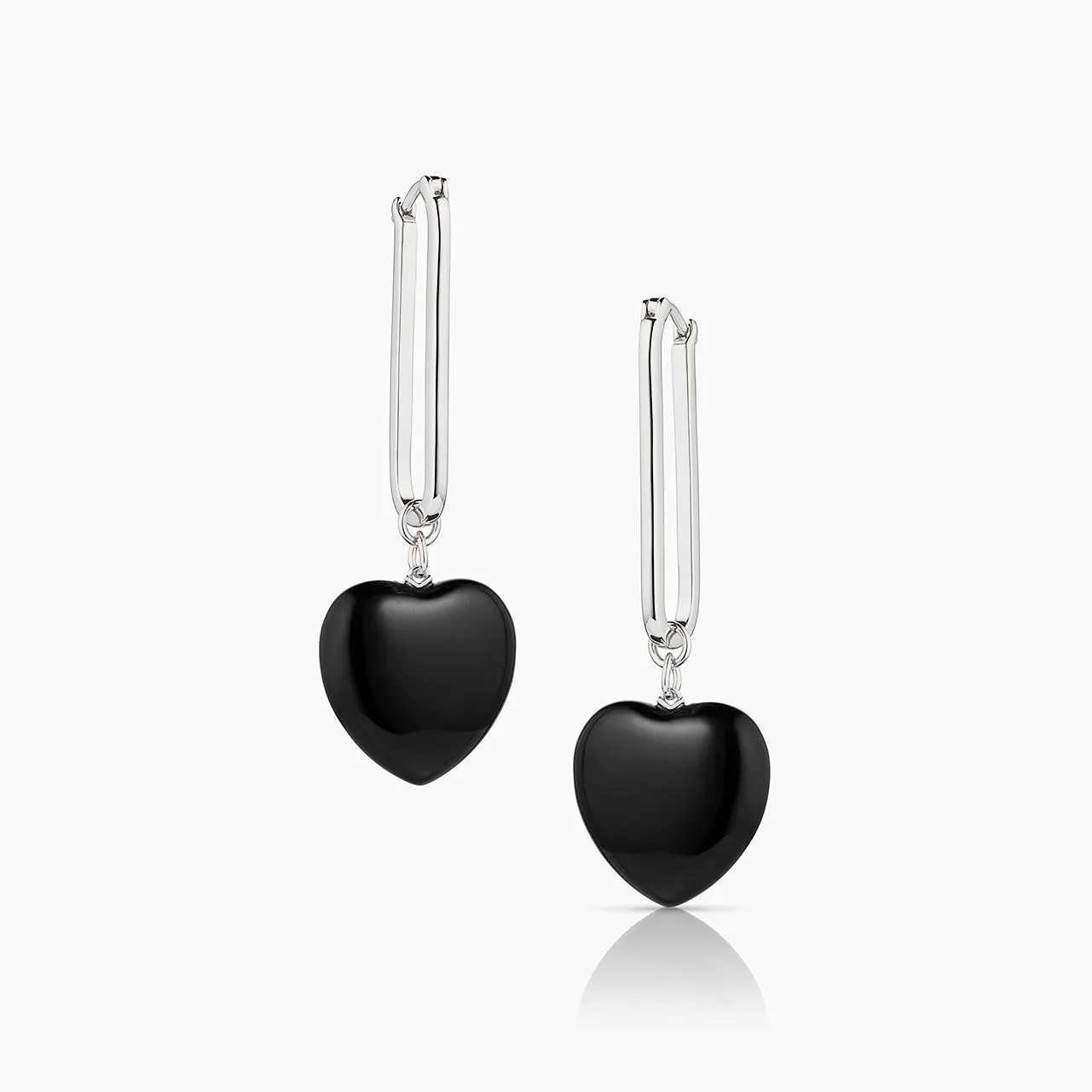 Gemma Onyx Heart Hoop Earrings