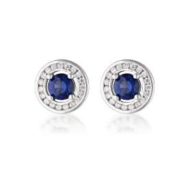 Georgini Milestone Sapphire Nano & White Cz Halo Earrings