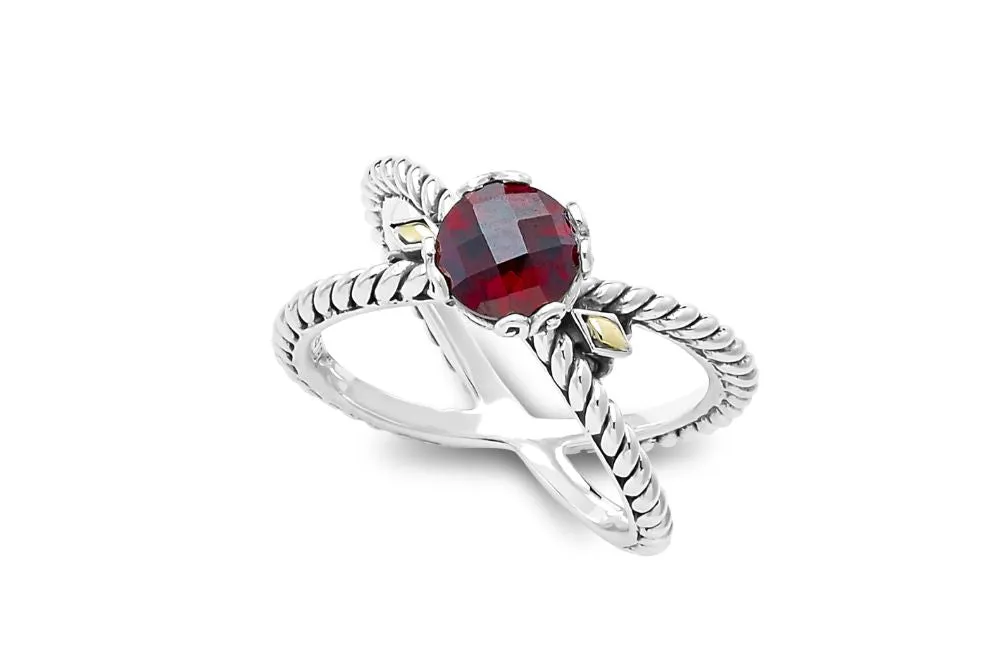 Glow "X" Ring- Garnet