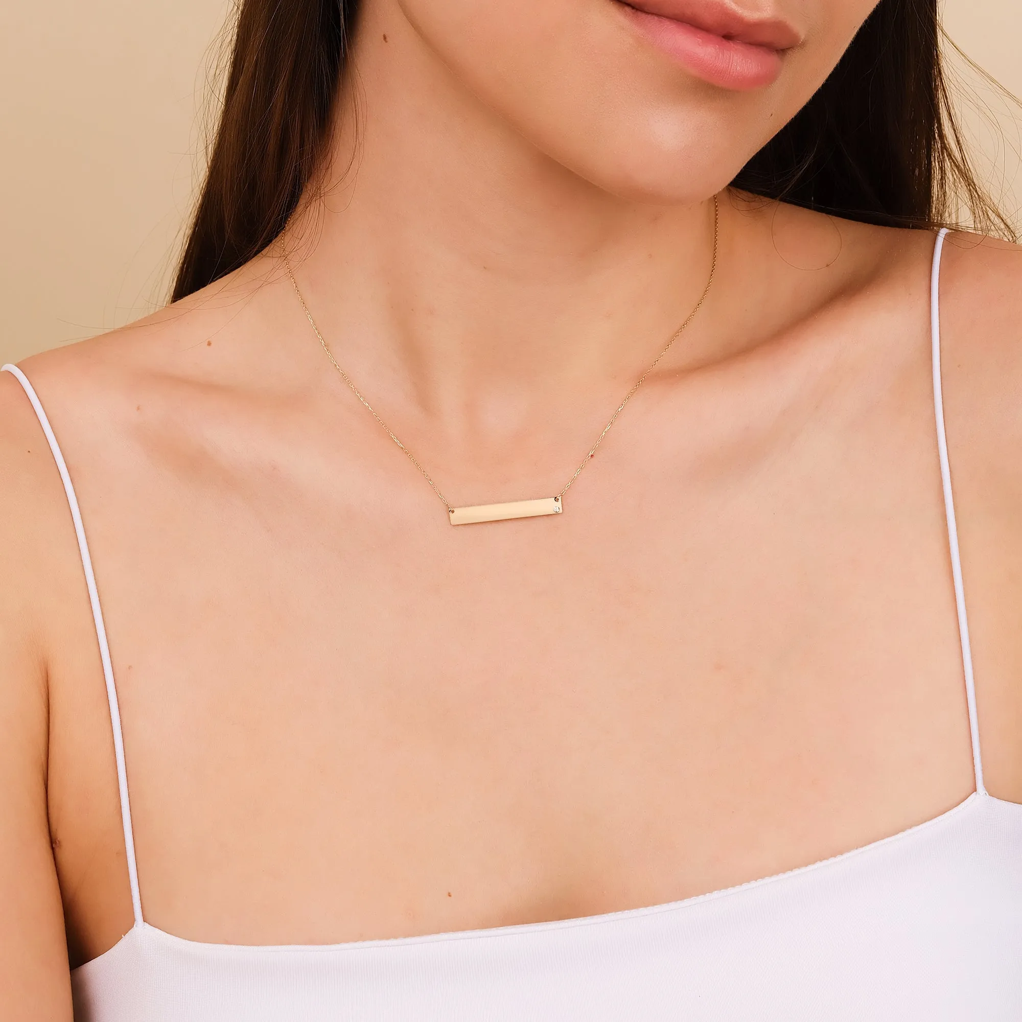 Gold & Diamond Bar Necklace, Blanca