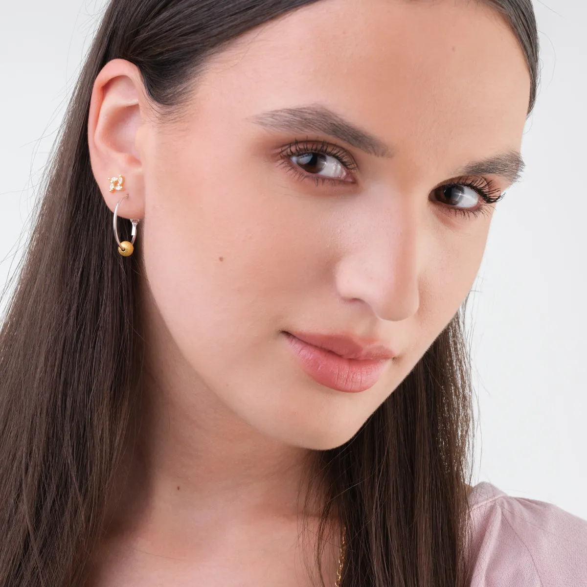 Gold Bead Hoop Earrings