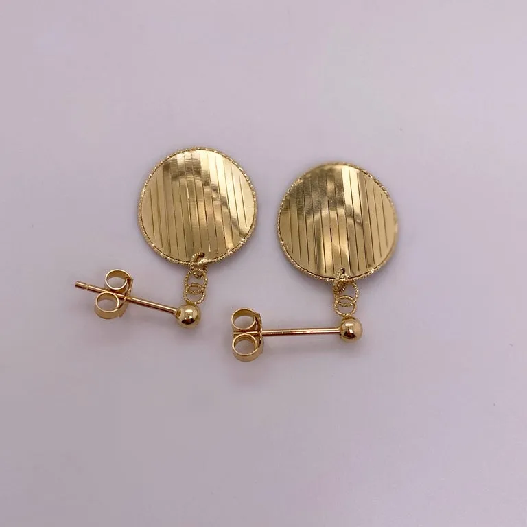 Gold Confetti Disk Earrings, 14k Yellow Gold Shimmer Reflective Earring Dangles