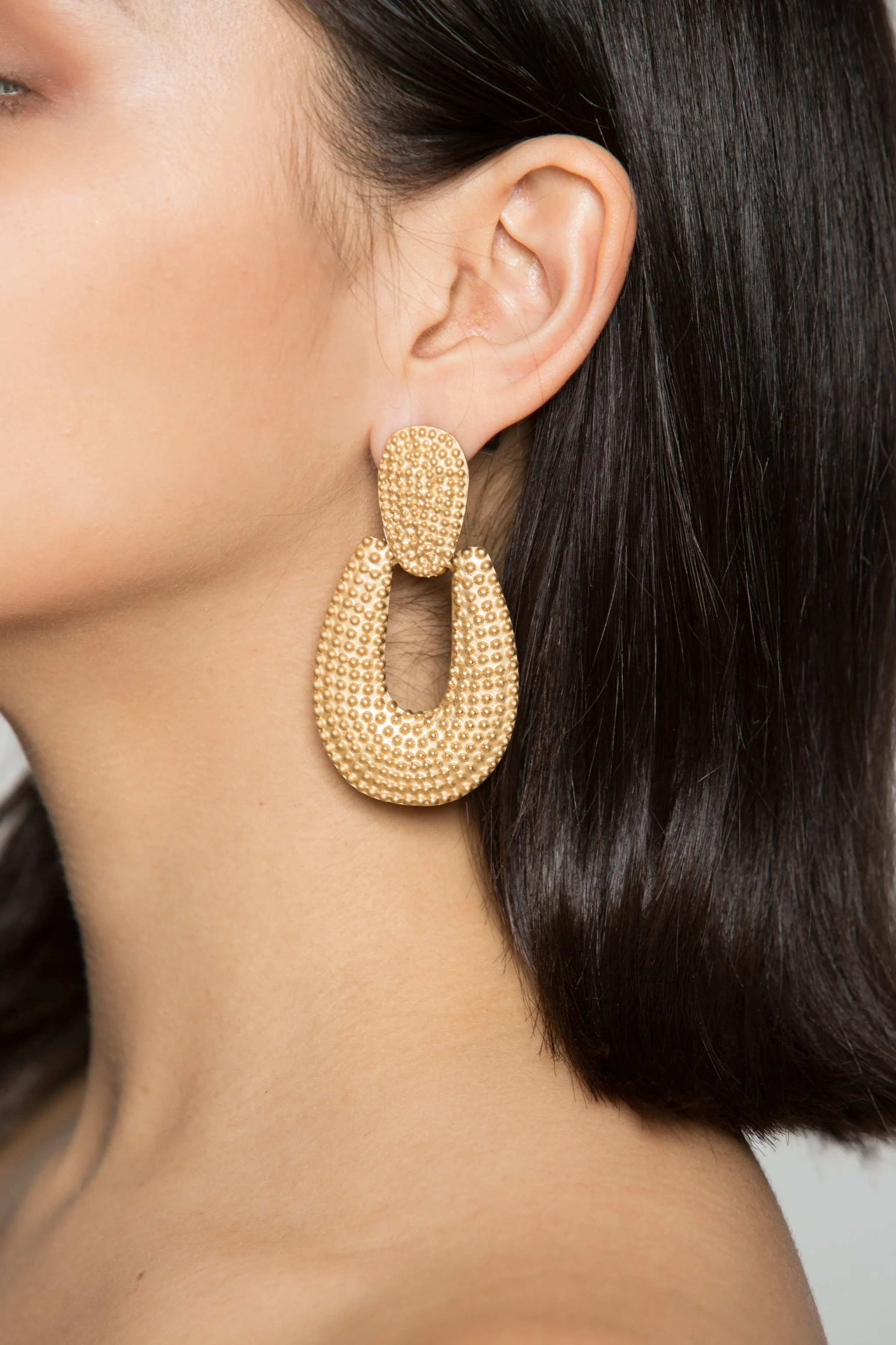 Gold Dotted U- Hoop Earrings