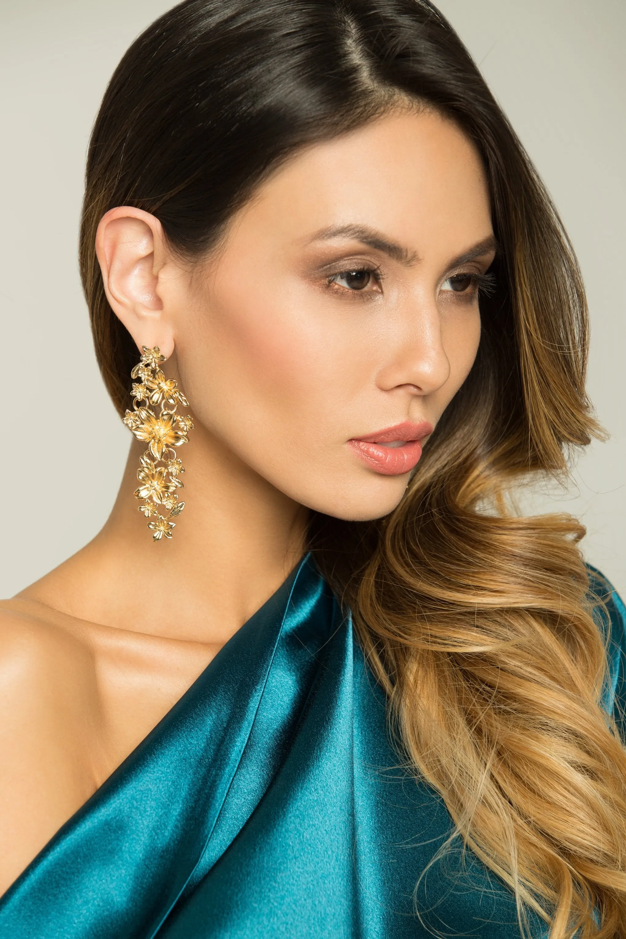 Gold Floral Drop Earrings