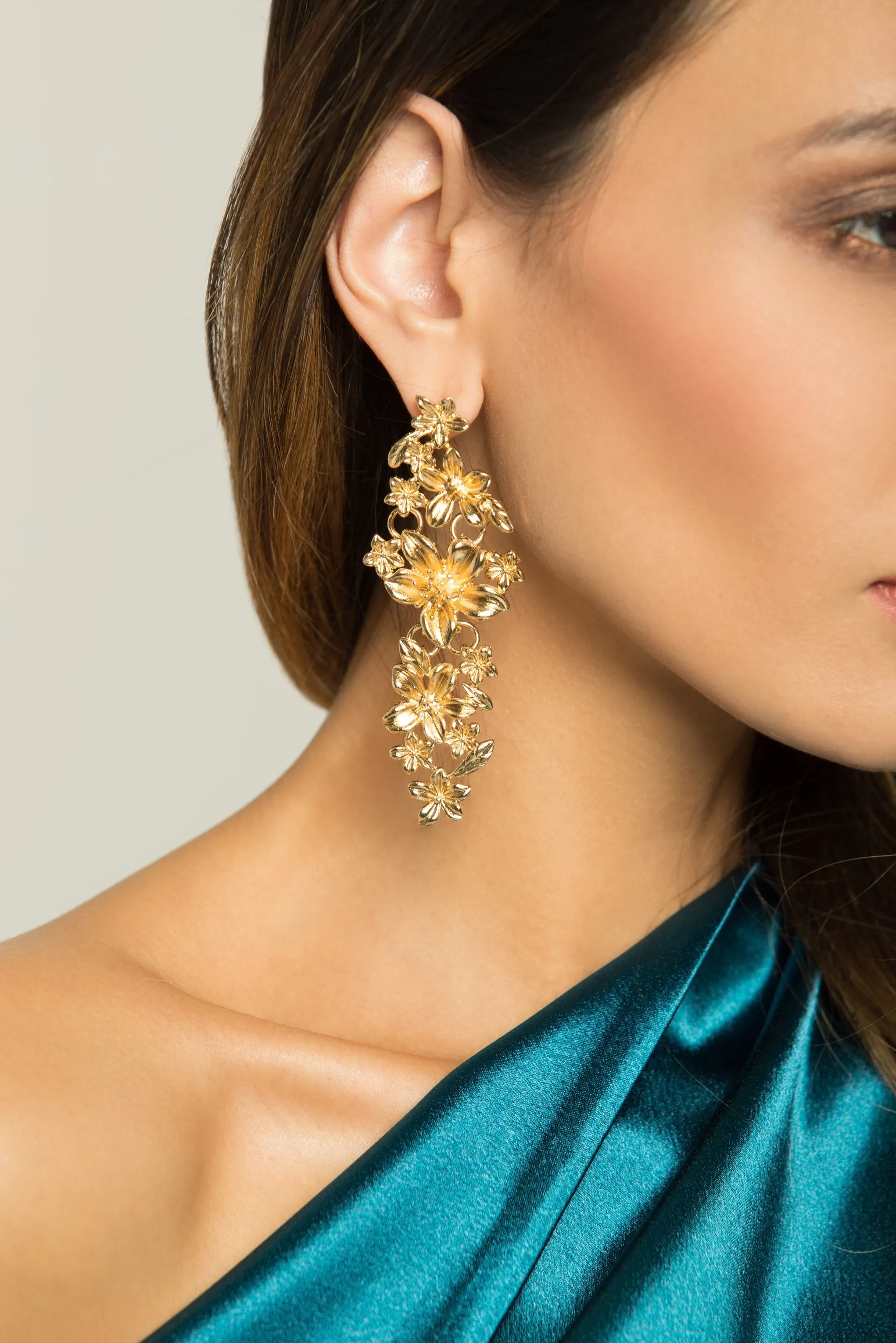 Gold Floral Drop Earrings