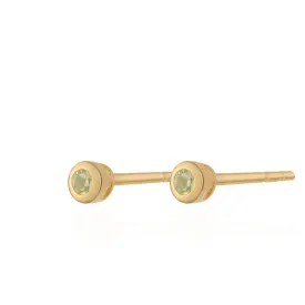 Gold Plated August Birthstone Teeny Stud Earrings (Peridot)