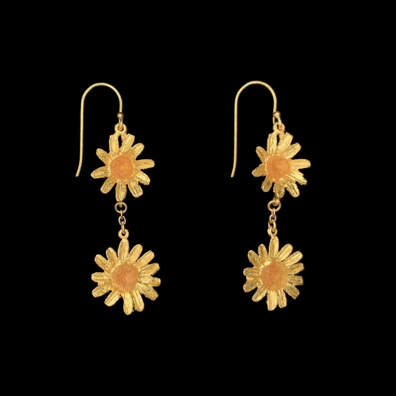 Golden Butter Daisy Earrings - 2-Flower Wire