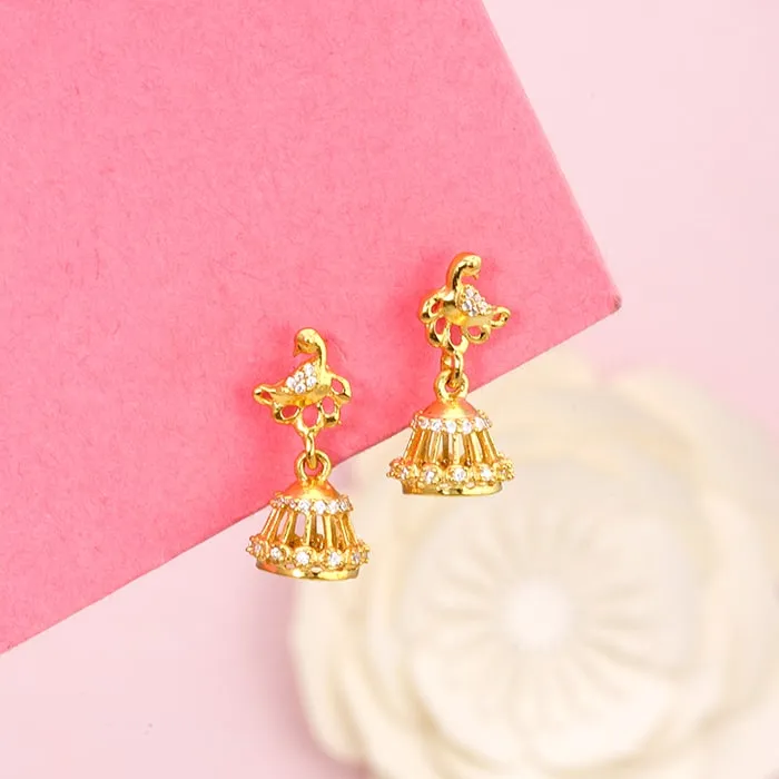 Golden Peacock Jhumki Earrings