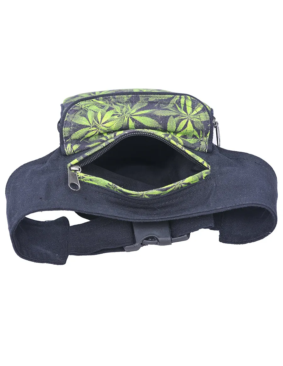 Green MJ Leaf Printed Fanny Pack