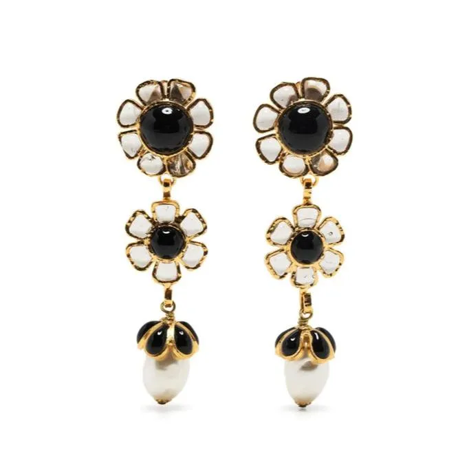 Gripoix Floral Drop Earrings