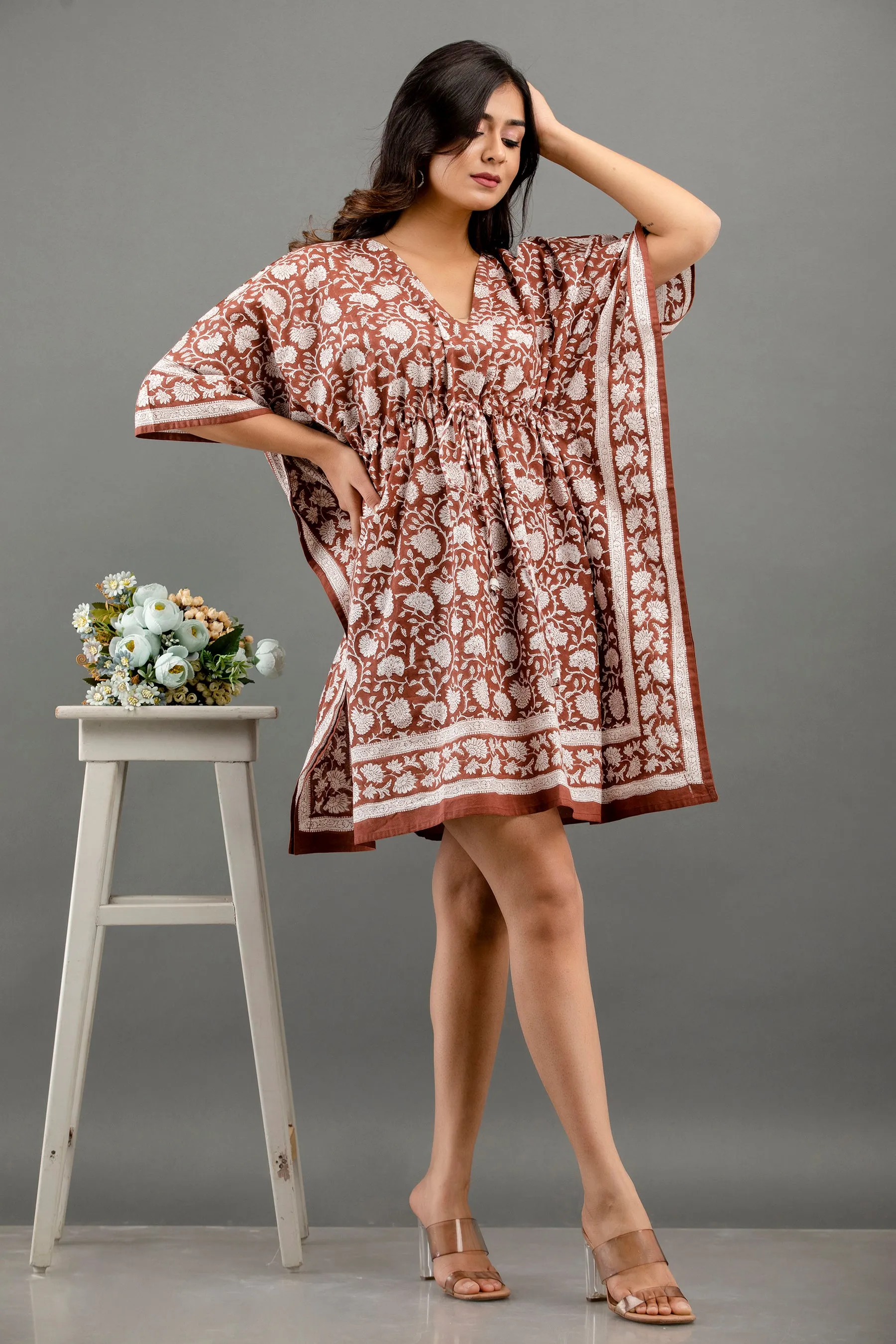 Hand Block Printed Cotton Kaftan