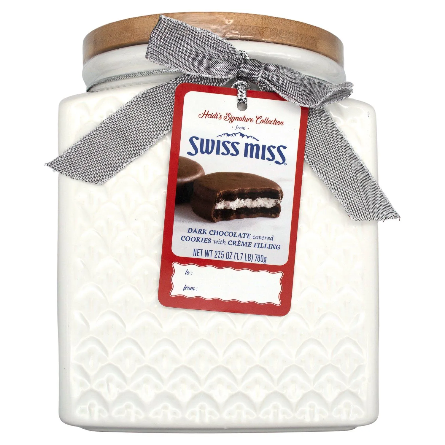 Heidi's Signature Collection, Dark Chocolate Covered Cookies With Creme Filling in Ceramic Jar