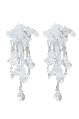 Helene White Flower Drop Earrings