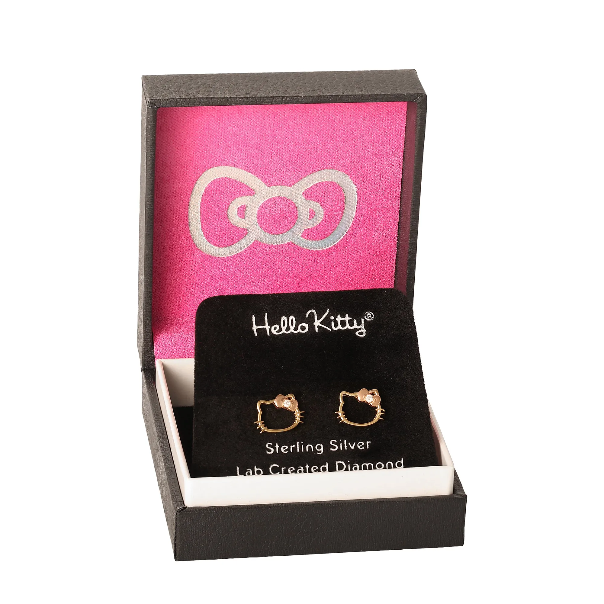 Hello Kitty Gold Plated Silhouette Diamond Stud Earrings