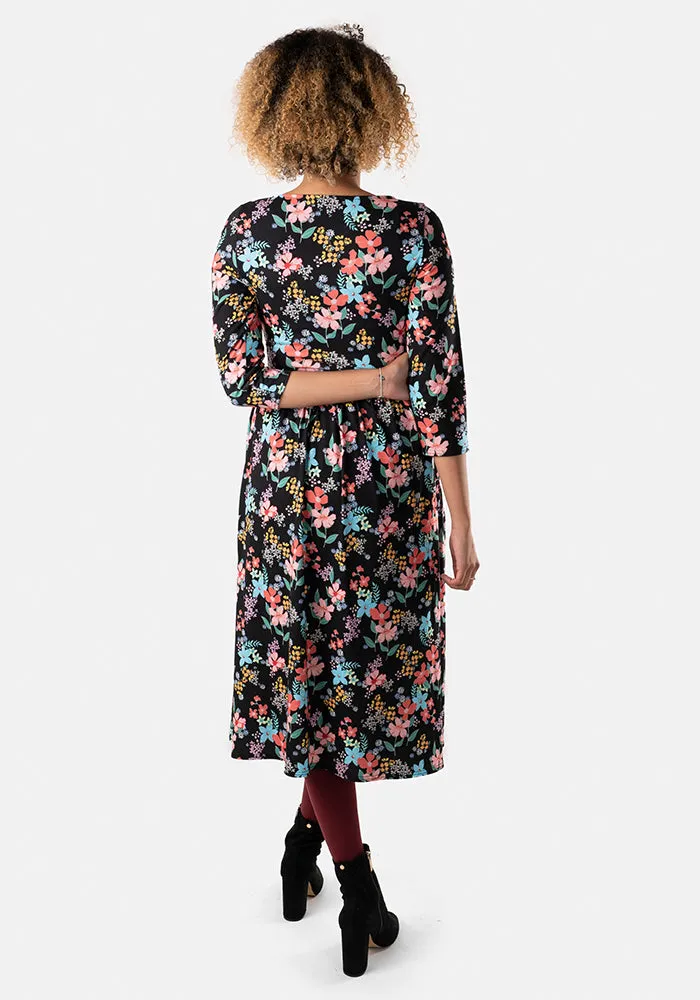 Hilary Floral Print Midi Dress