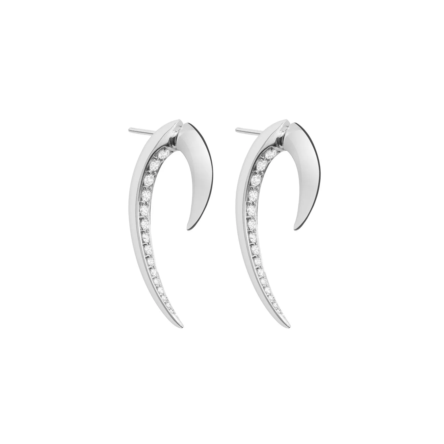 Hook Fine Small Earrings - 18ct White Gold & Diamond