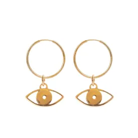 Hoop Earrings with double Evil Eye Pendant