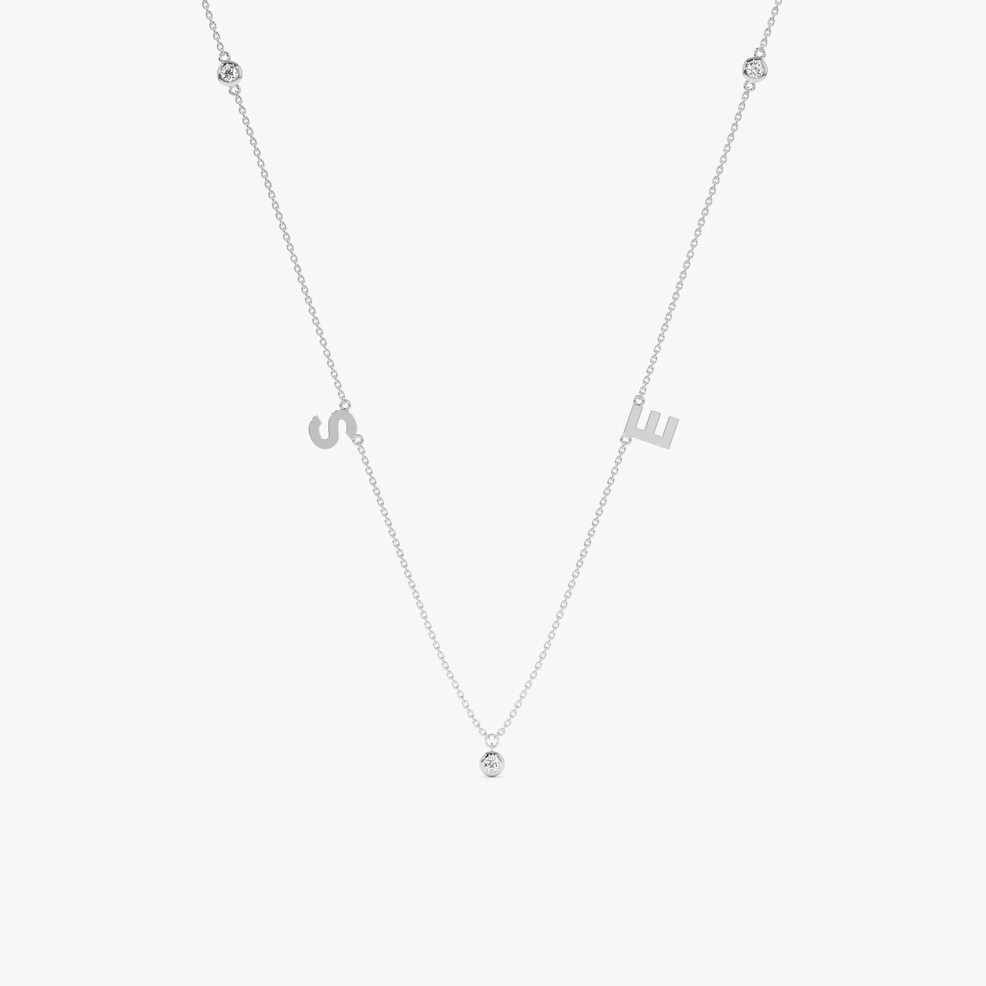 Initials & Diamonds Station Necklace, Veronica