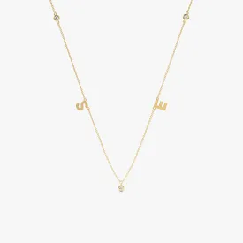 Initials & Diamonds Station Necklace, Veronica