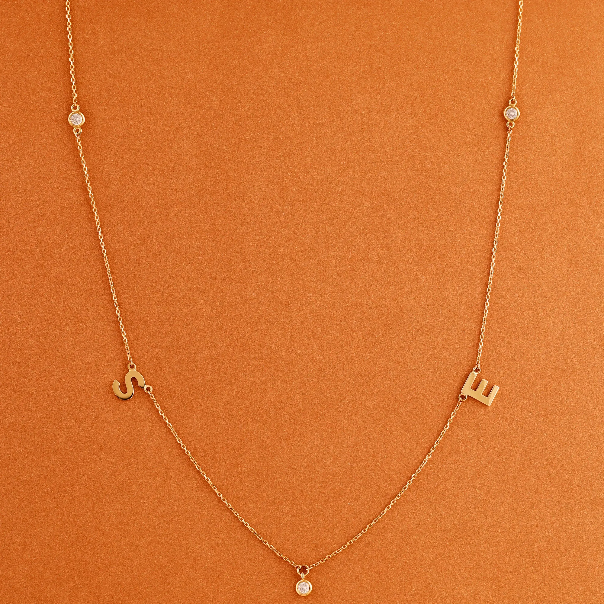 Initials & Diamonds Station Necklace, Veronica