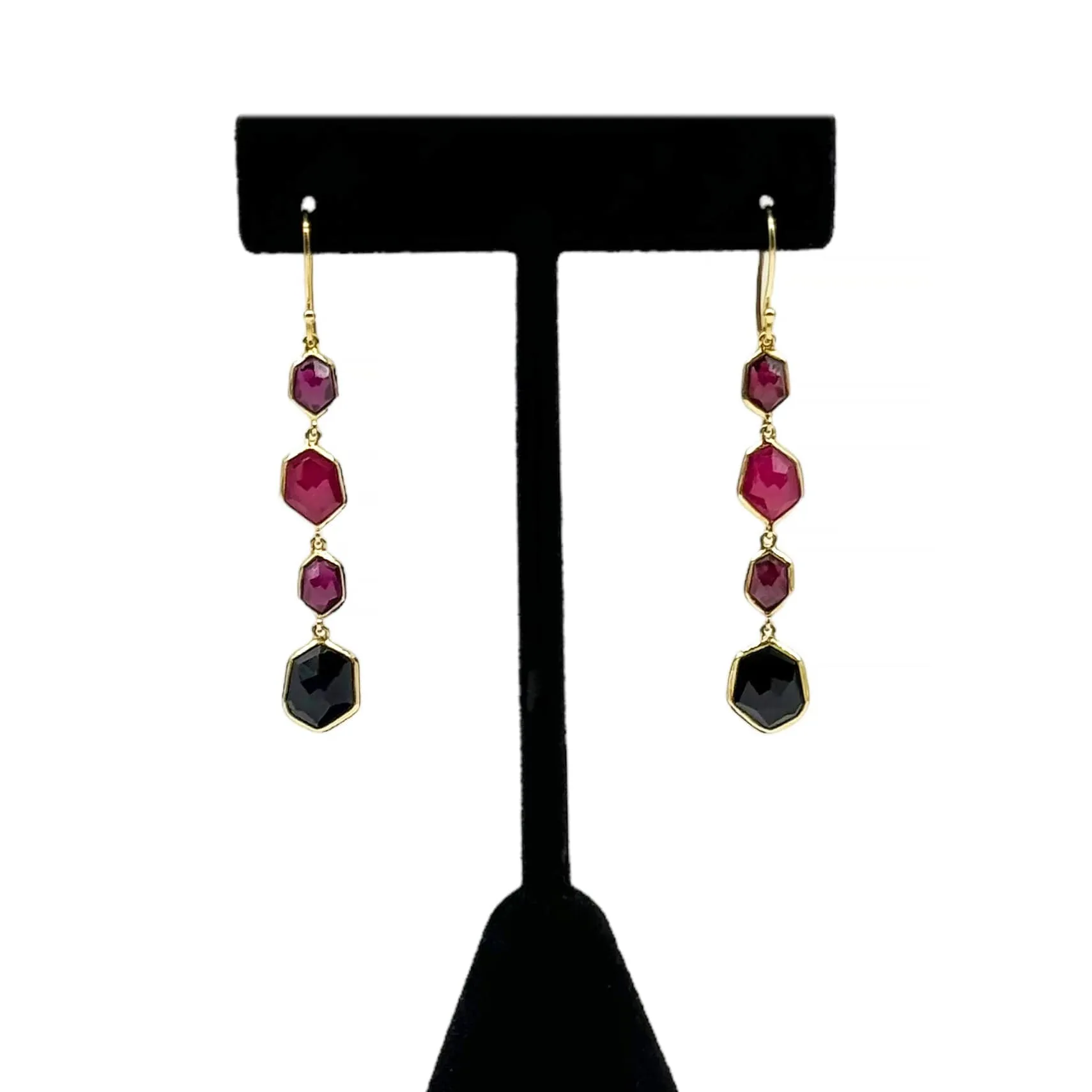 IPPOLITA 18K Yellow Gold, Rubelite & Onxy Drop Earrings - Red & Black