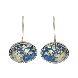 Israeli Aegean Blue Gold Dust Earrings