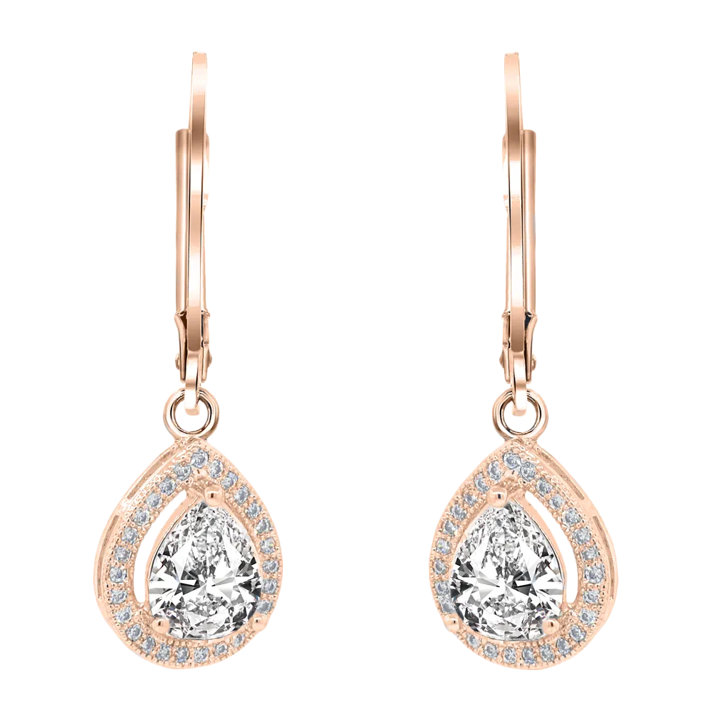 Izzy 18k White Gold Plated Halo Teardrop Earrings with Crystals