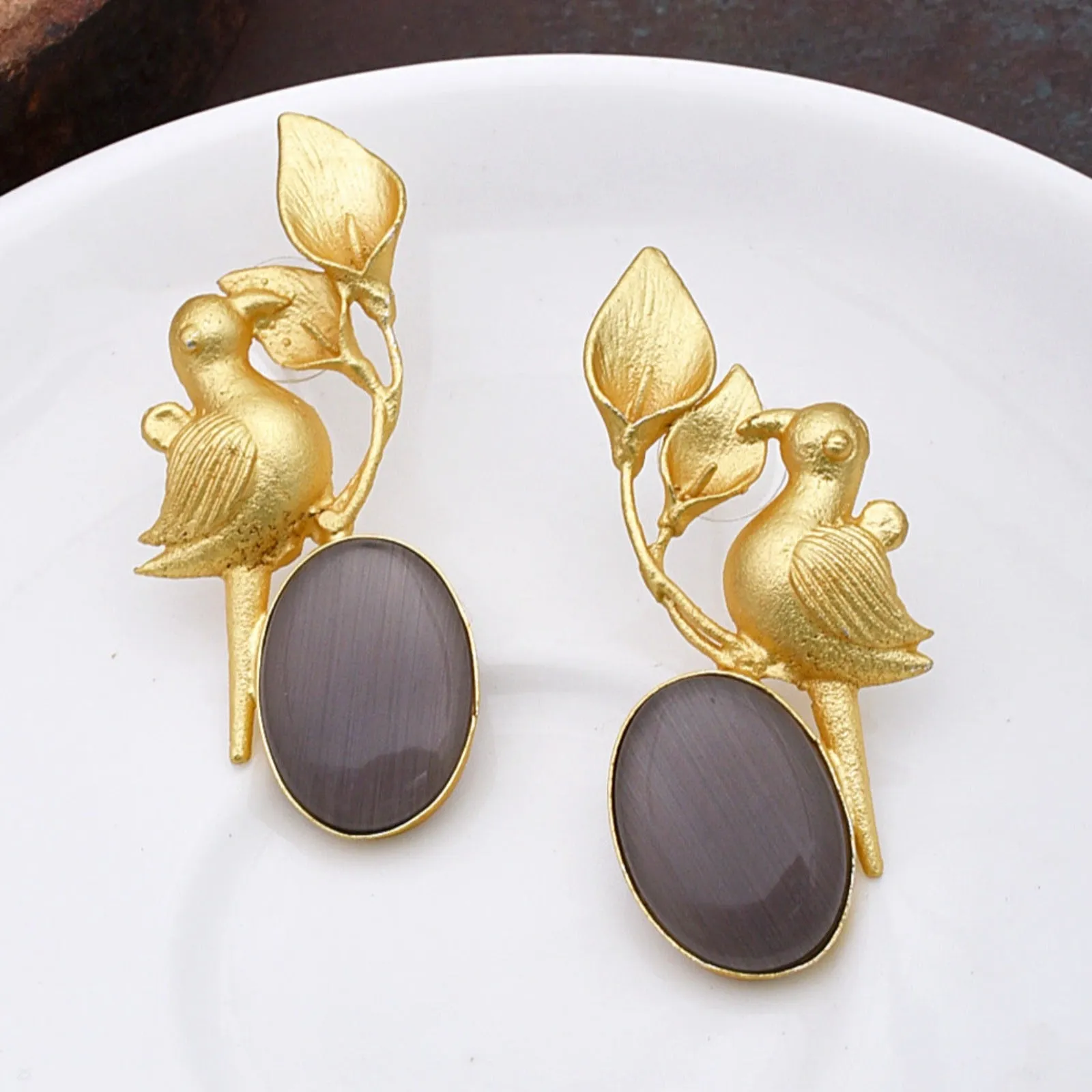 Jack Bird Matte Gold Studs