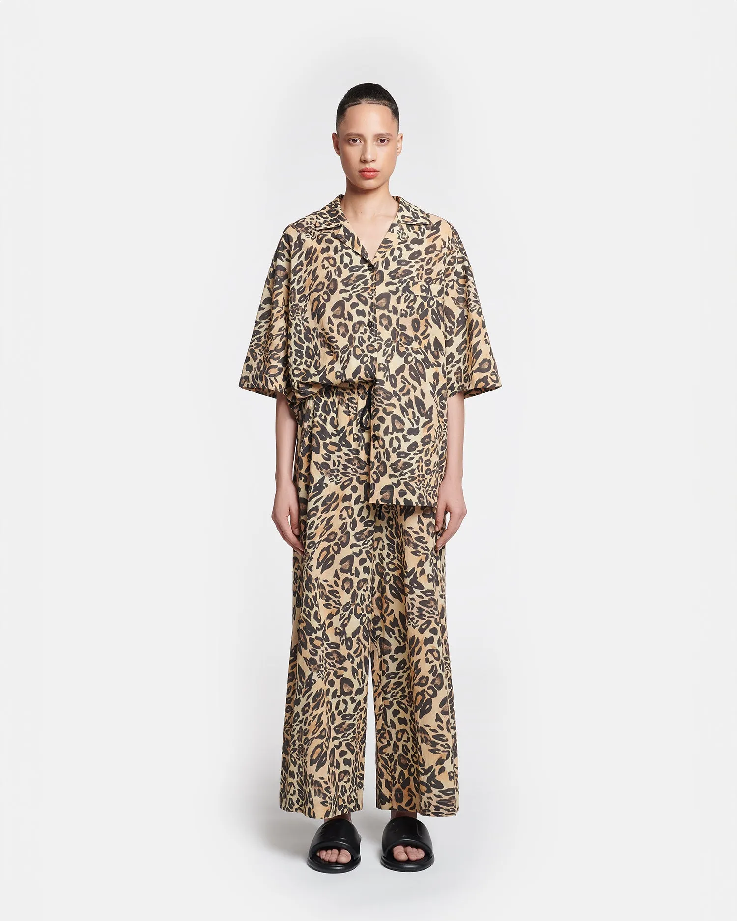 Kyler - Printed Cotton-Voile Pants - Leopard