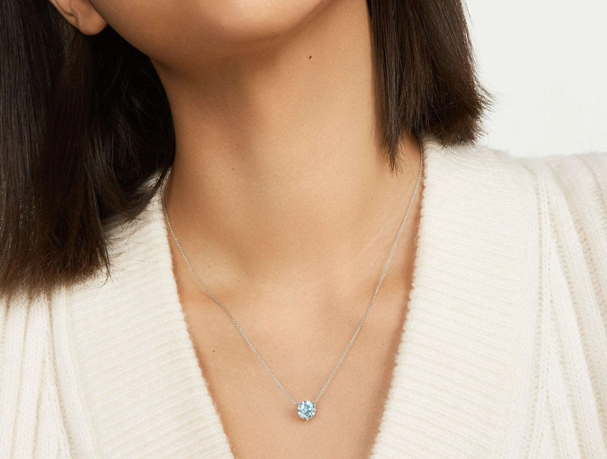 Lab-Grown Diamond 2ct. Round Brilliant Solitaire Pendant | Blue