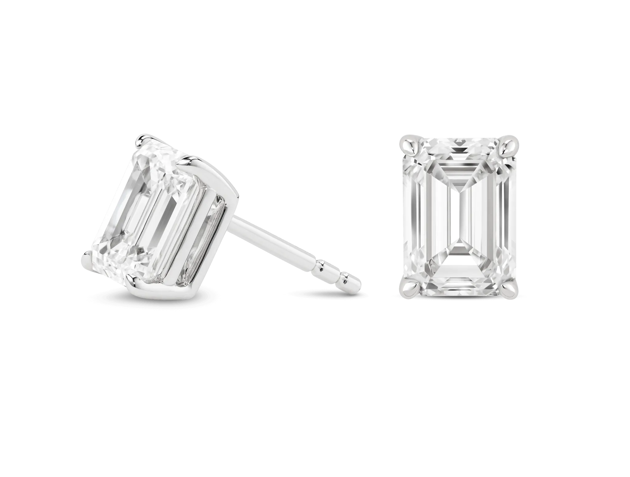 Lab-Grown Diamond 2ct. tw. Emerald Cut Studs | White