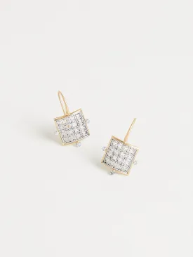 Lantern Earrings with White Diamonds in 18k Yellow Gold and Platinum