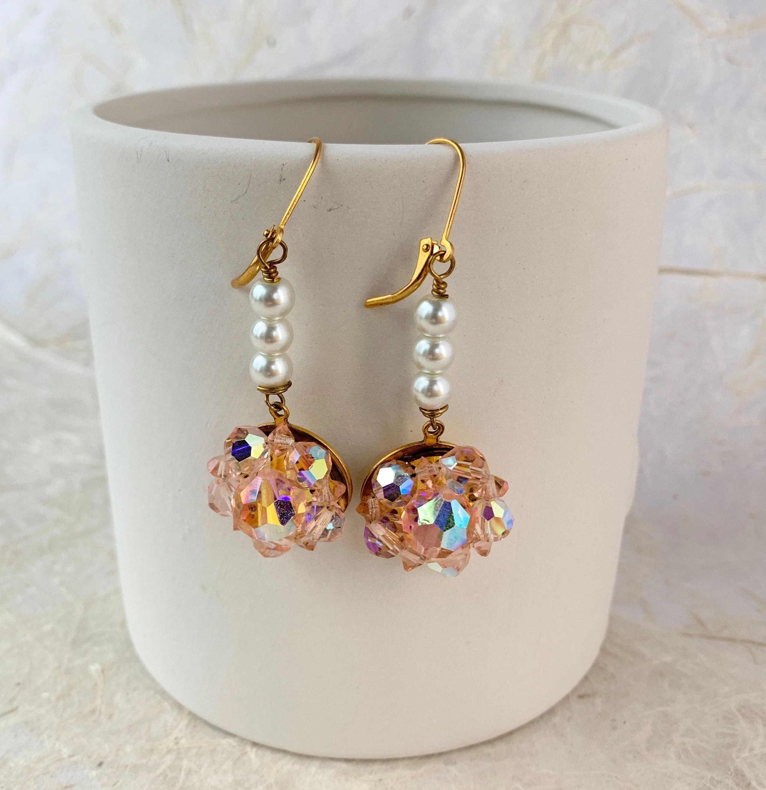 Lenora Dame Upcycled Earrings with Vintage Earring Piece - One-of-a-Kind