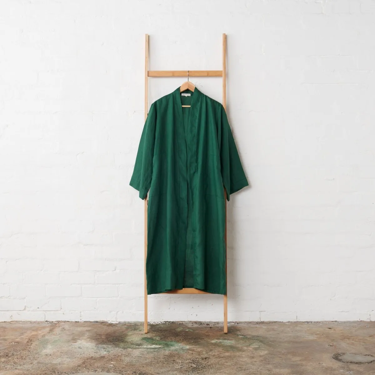 Linen Bathrobe - Emerald Green (Long)