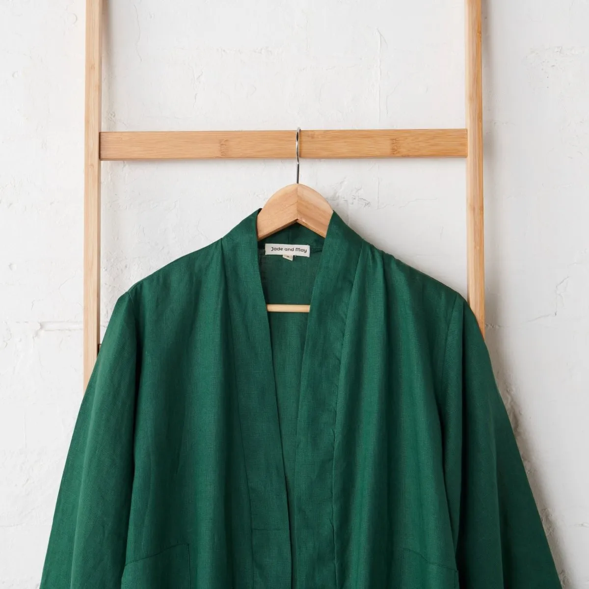 Linen Bathrobe - Emerald Green (Long)