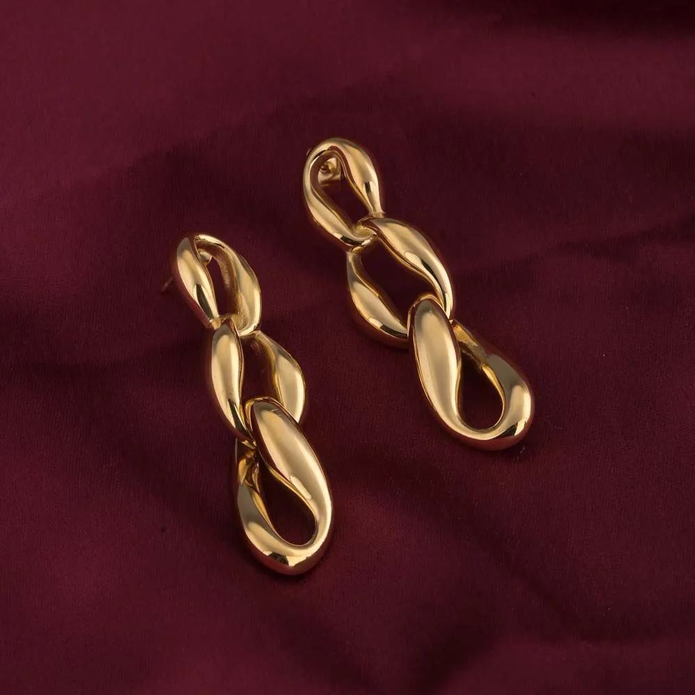 Linked Gold Chain Drop Earrings