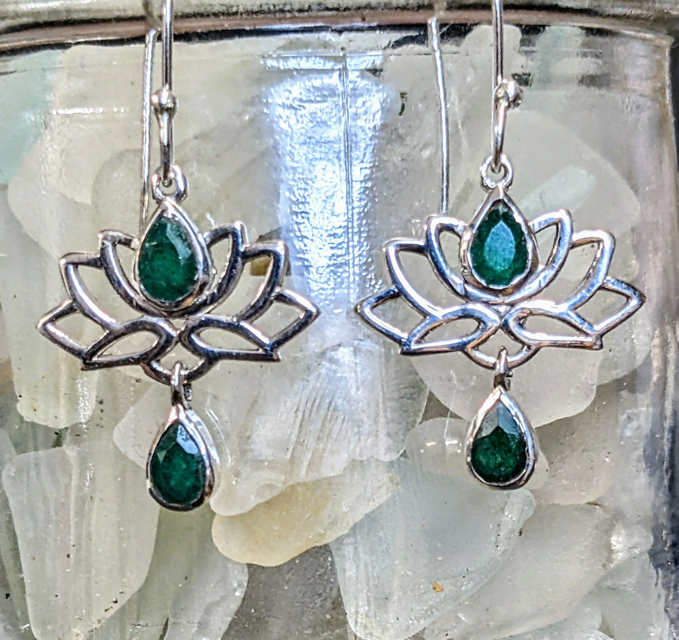 Lotus Emerald Earrings