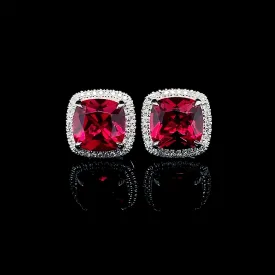 #LVNA2024 | Cushion Red Ruby Gemstones Diamond Earrings 14kt