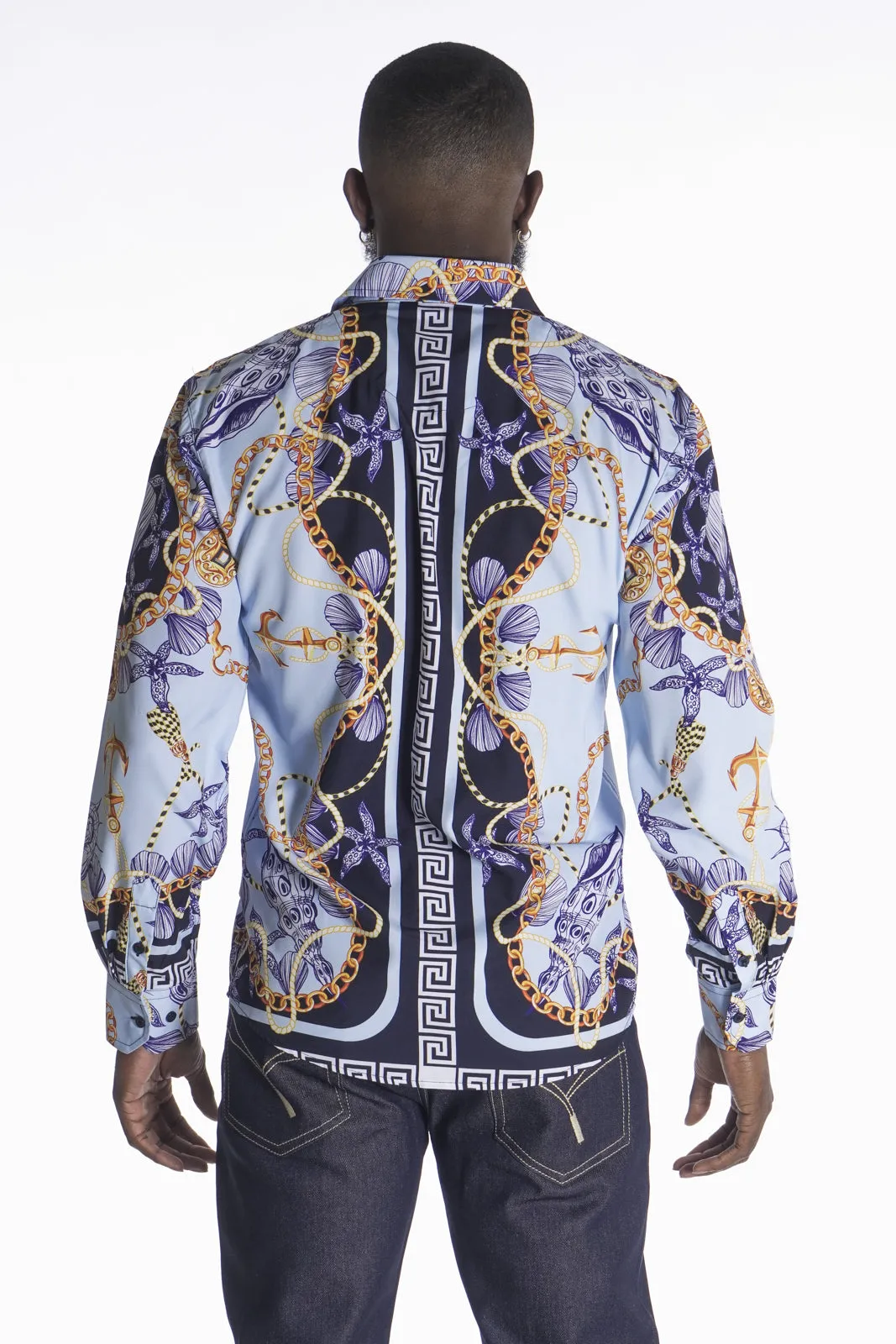 M1833 Capone Printed Shirt - Blue