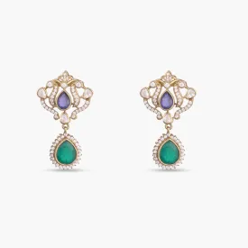 Mahnoor Moissanite and Gemstone Silver Drop Earrings