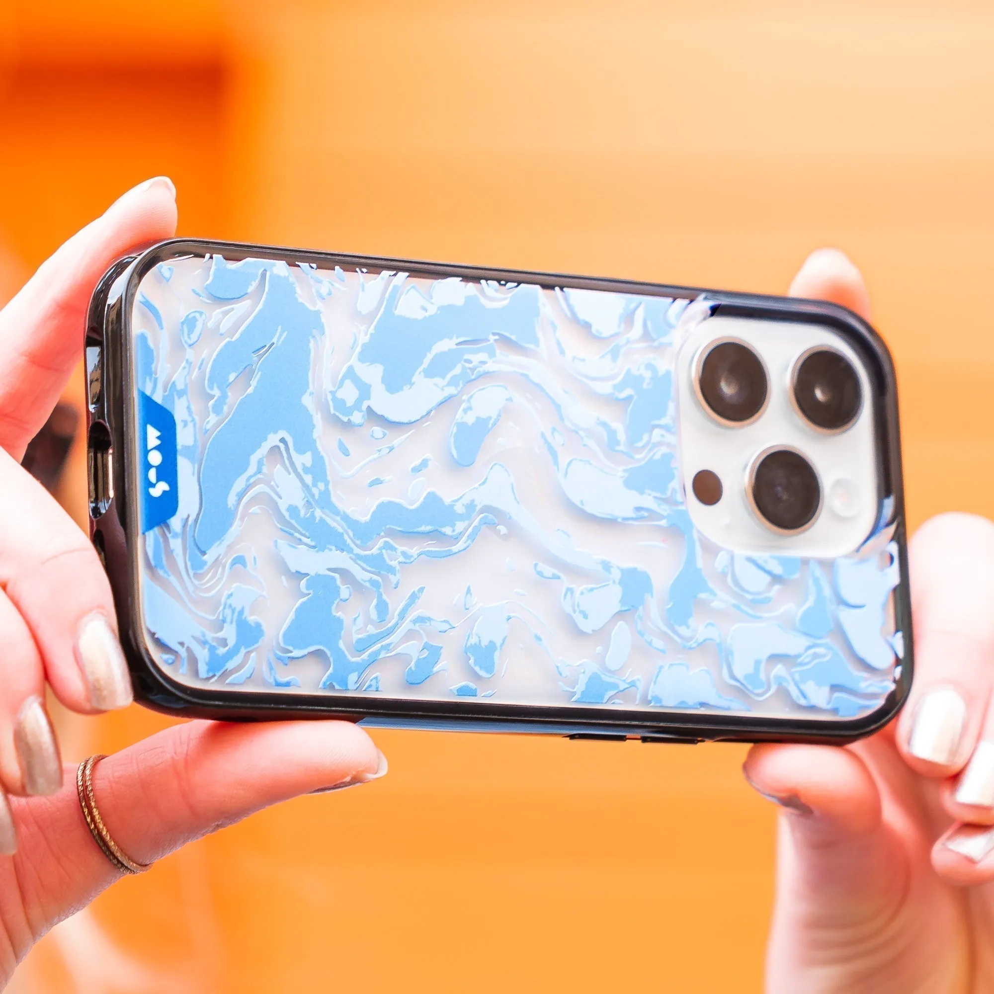 Marbled Sky Blue Printed Phone Case - Clarity