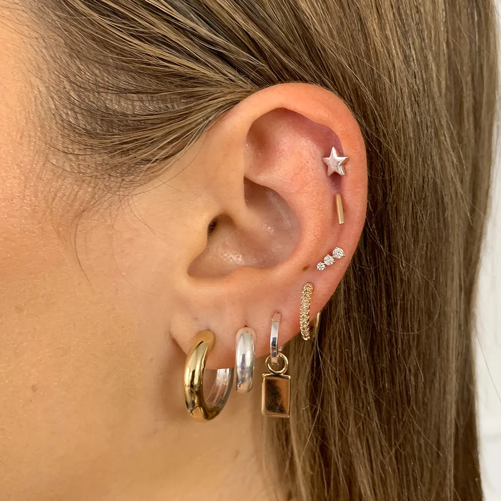 Micro Star Helix Single Stud Earring in Silver