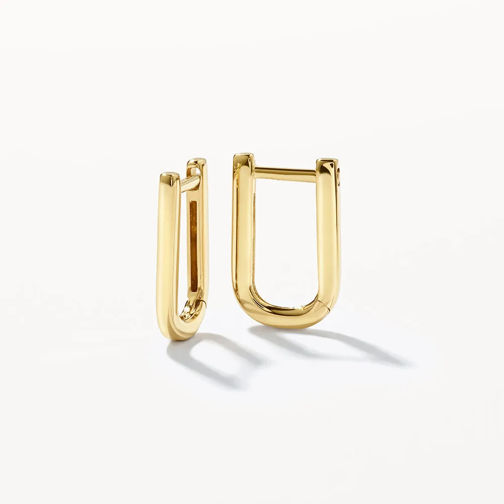 Midi Charm Paperclip Huggie Earrings in 10k Gold