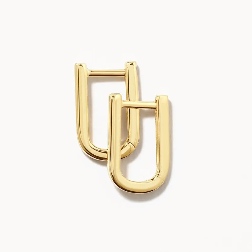 Midi Charm Paperclip Huggie Earrings in 10k Gold