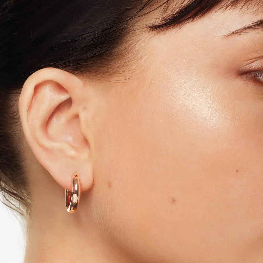 Midi Curve Hoop Earrings in Rose Gold